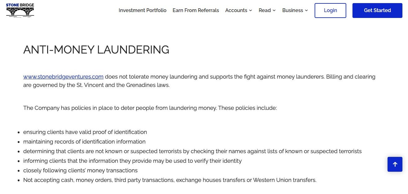 Stone Bridge Ventures AML Compliance