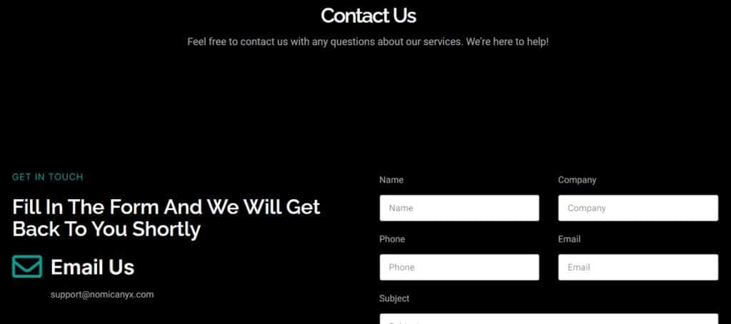 Nomicanyx customer support help